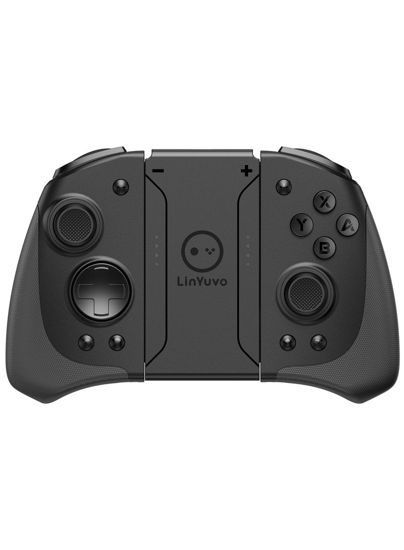 LinYuvo وحدة تحكم ألعاب بلوتوث Classic Joypad LinYuvo KS33 لجهاز Switch وSwitch Lite وSwitch OLED مع 8 ألوان من إضاءة RGB، عصا تحكم معدنية، جيروسكوب بستة محاور، وظيفة Turbo، اهتزاز مزدوج قابل للتعديل، وظيفة إيقاظ، تحكم بالحركة، انفجار سريع، بطارية 500mAh - Image 1